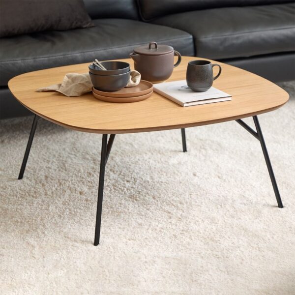 Caguas Wooden Square Coffee Table In Oak And Matt Black
