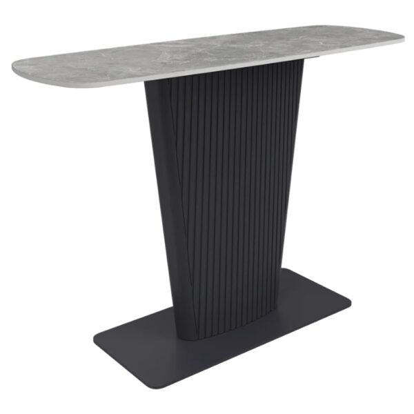 Castle Ceramic Console Table With Grey Wooden Base In Light Grey