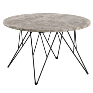 Patoka Marble Coffee Table With Black Legs In Brown