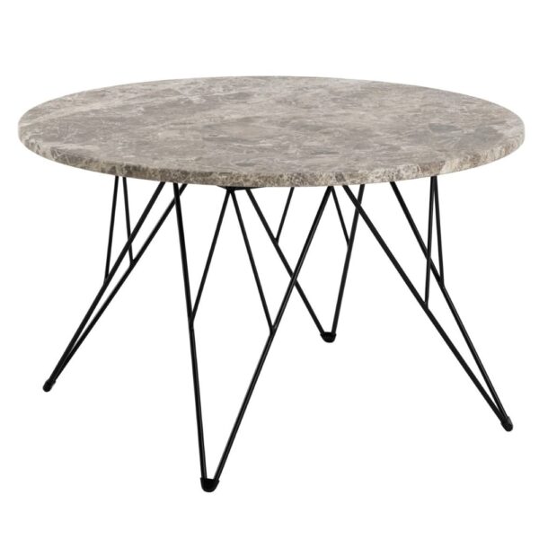 Patoka Marble Coffee Table With Black Legs In Brown