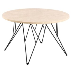 Patoka Wooden Coffee Table With Black Legs In Matt Beige