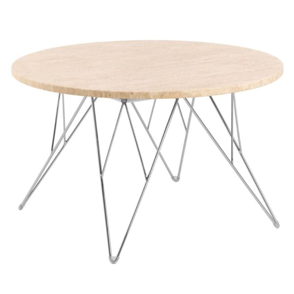 Patoka Wooden Coffee Table With Chrome Legs In Matt Beige