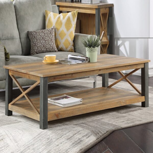 Utica Small Wooden Rectangular Coffee Table In Satin Lacquer