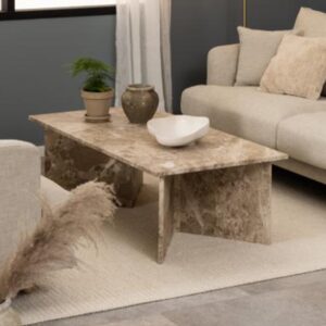 Verdun Marble Rectangular Coffee Table In Matt Latte Brown