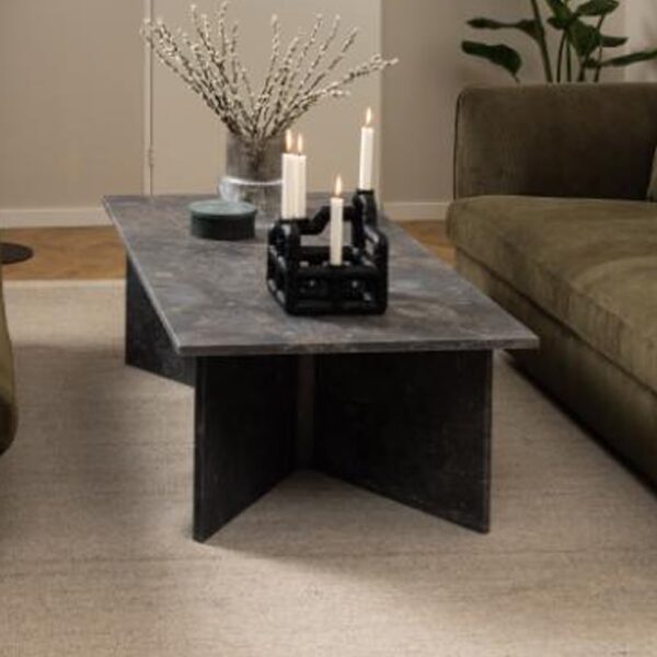 Verdun Marble Rectangular Coffee Table In Matt Marron Brown