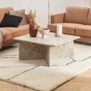 Verdun Marble Square Coffee Table In Matt Latte Brown