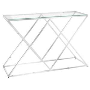 Victoria Clear Glass Console Table With Stainless Steel Frame