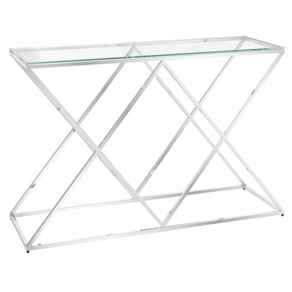 Victoria Clear Glass Console Table With Stainless Steel Frame