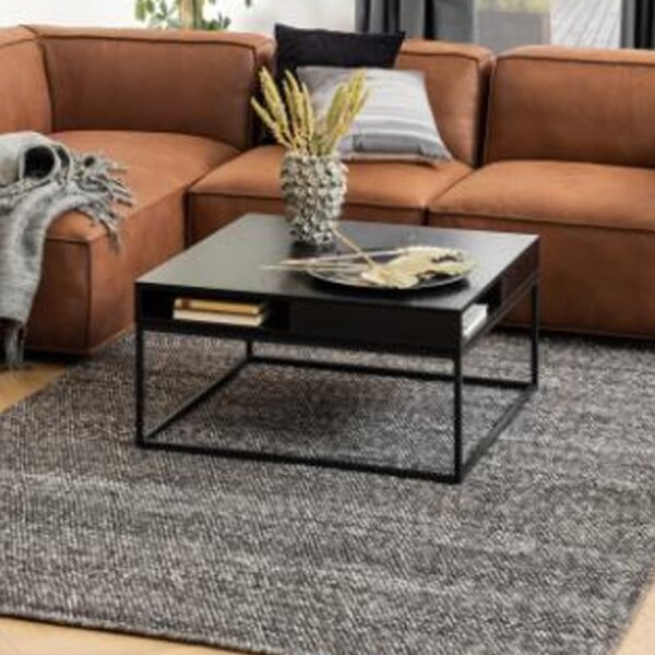 Wilf Wooden Square Coffee Table In Ash Black