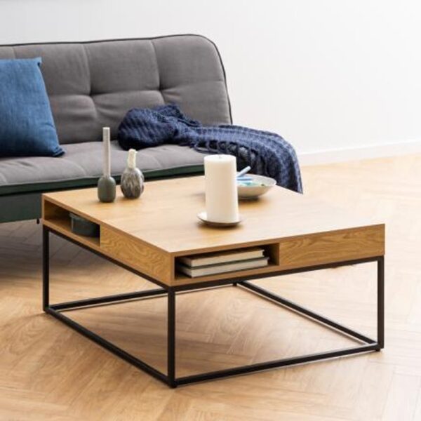 Wilf Wooden Square Coffee Table In Matt Wild Oak