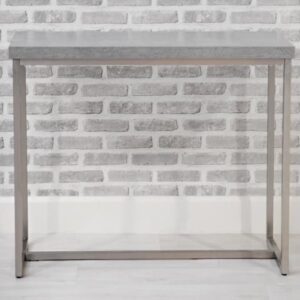 Dania Wooden Console Table With Steel Legs In Concrete Effect