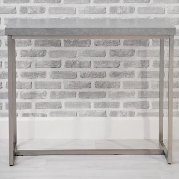 Dania Wooden Console Table With Steel Legs In Concrete Effect