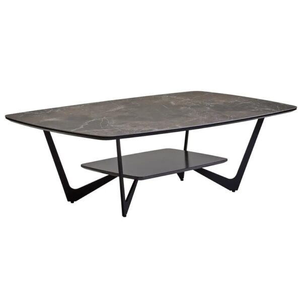 Ithaca Ceramic Top Rectangular Coffee Table In Grey And Black