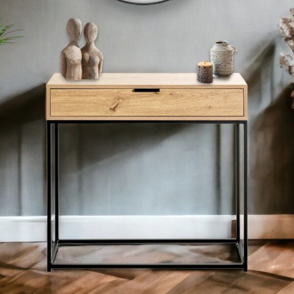 Kodiak Wooden Console Table With 1 Drawer In Oak