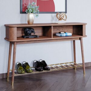 Rumbek Wooden Rectangular Console Table In Walnut