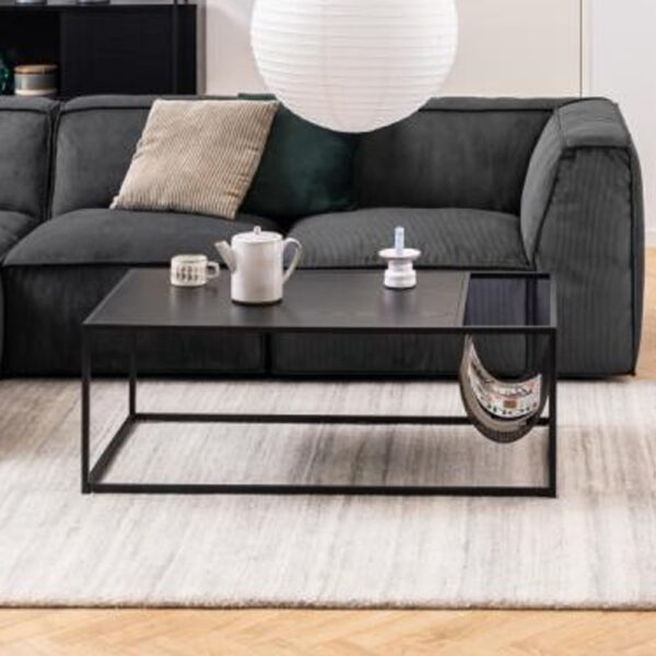 Salvo Wooden Coffee Table With Magazine Rack In Ash Black