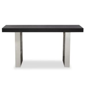 Ulmos Wooden Console Table In With U-Shaped Base In Black
