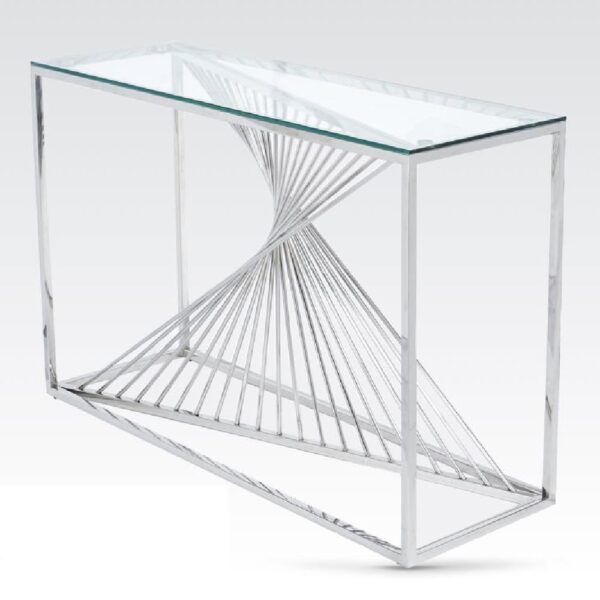 Carpi Clear Glass Console Table With Chrome Frame