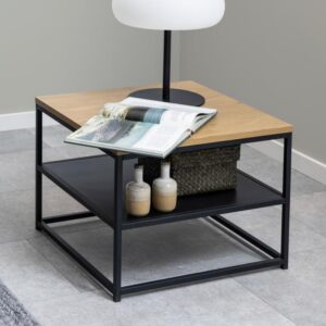 Giza Wooden Square Coffee Table With Undershelf In Wild Oak