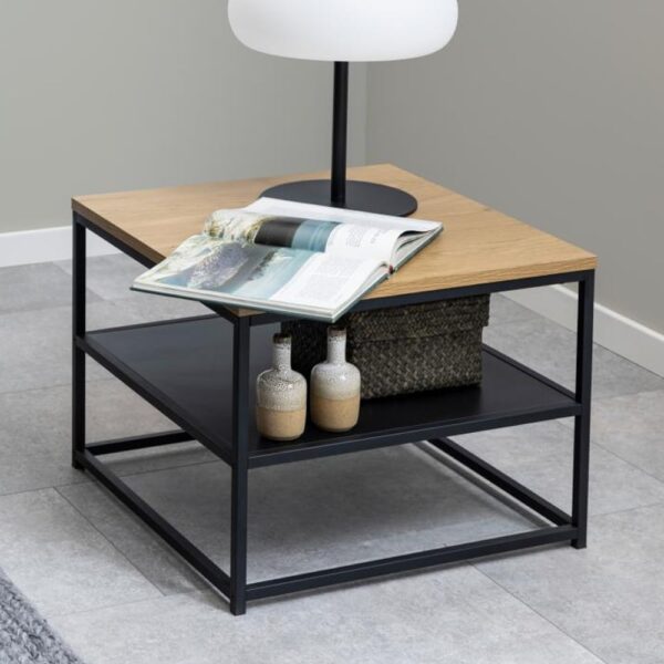 Giza Wooden Square Coffee Table With Undershelf In Wild Oak