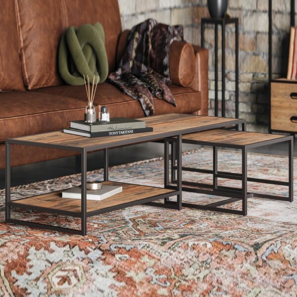 Olbia Wooden Nesting Coffee Tables In Oak