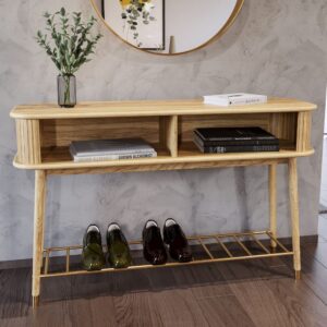 Rumbek Wooden Rectangular Console Table In Natural