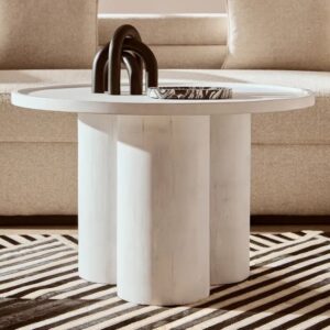 Walhalla Wooden Column Round Coffee Table In White