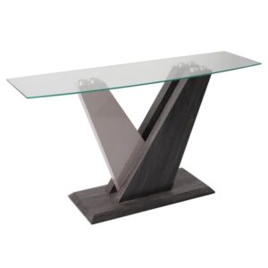 Zanesville Clear Glass Console Table With Dark Grey Wooden Base
