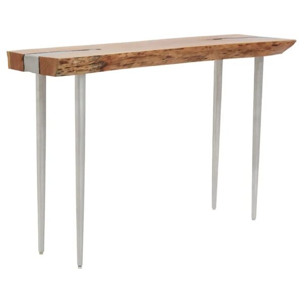 Almory Wooden Console Table In Natural And Silver
