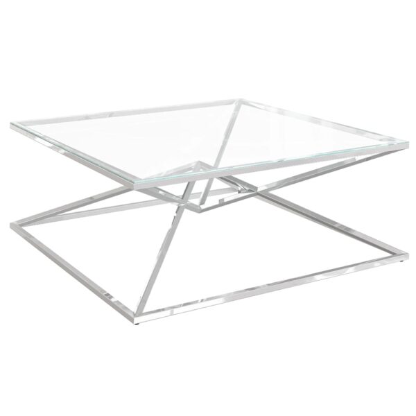 Penrith Clear Glass Coffee Table With Stainless Steel Frame