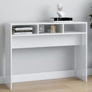 Acosta High Gloss Console Table With 3 Shelves In White