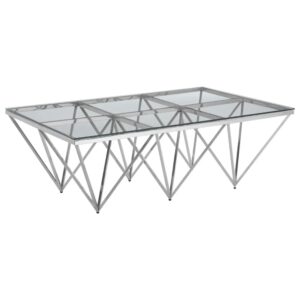 Allston Clear Glass Coffee Table With Prismatic Silver Frame