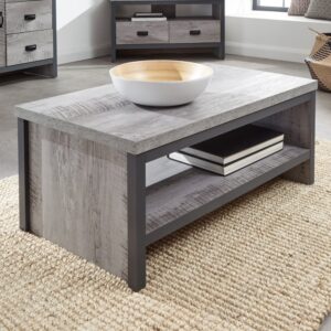 Balcombe Wooden Coffee Table With Undershelf In Grey