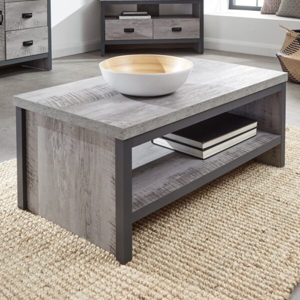 Balcombe Wooden Coffee Table With Undershelf In Grey