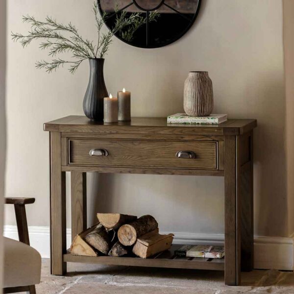 Bethesda Small Wooden Console Table With 1 Drawer in Natural
