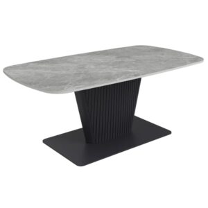 Castle Ceramic Coffee Table With Grey Wooden Base In Light Grey