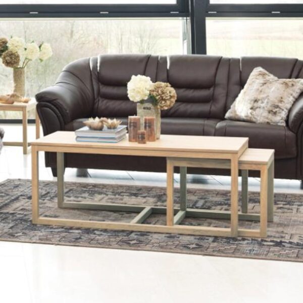 Cocoa Wooden Nesting Coffee Tables In White Oak