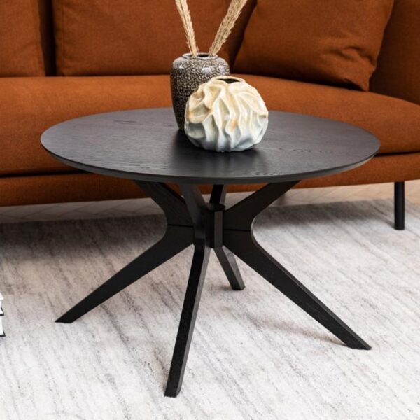 Durant Wooden Round Coffee Table In Matt Black