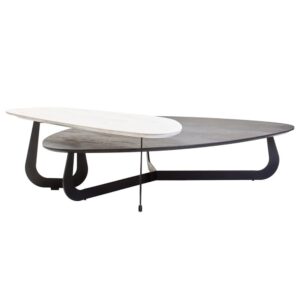 Ithaca Large Ceramic Top Nesting Coffee Table In Grey And White