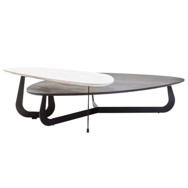 Ithaca Large Ceramic Top Nesting Coffee Table In Grey And White