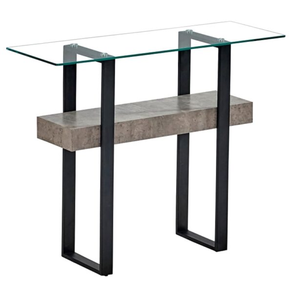 Newtown Glass Console Table With Light Concrete And Black Frame