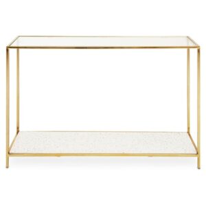 Nivea Clear Glass Top Console Table With Gold Metal Frame