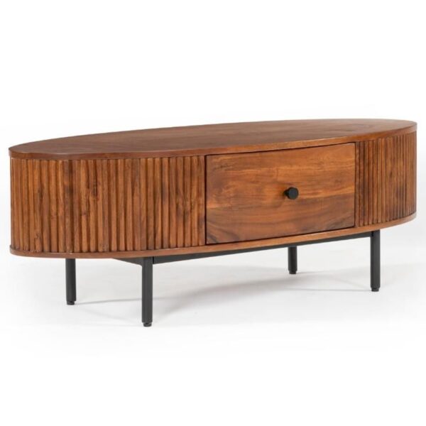 Plano Wooden Coffee Table With 1 Drawer In Walnut