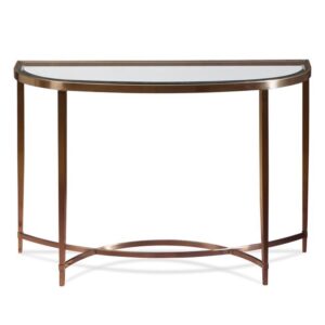 Ribery Clear Glass Console Table With Brushed Antique Brass Frame