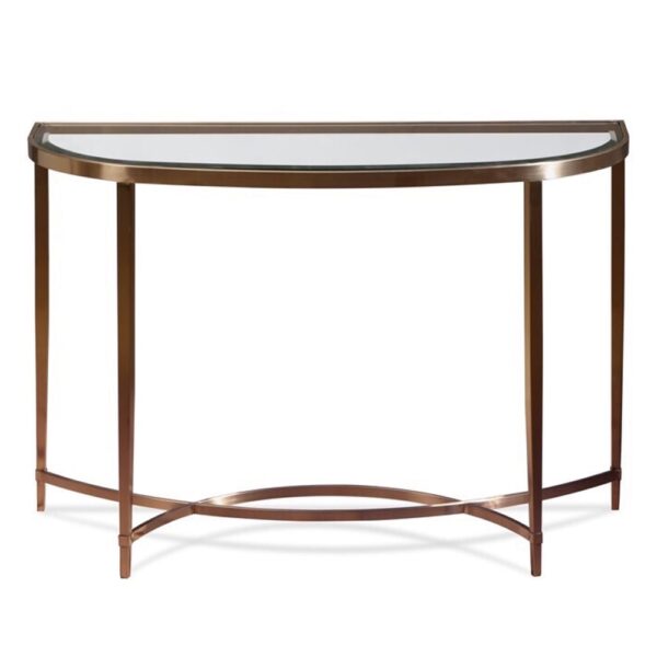 Ribery Clear Glass Console Table With Brushed Antique Brass Frame