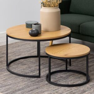 Suva Wooden Nesting Coffee Tables In Matt Wild Oak