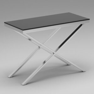 Zanita Black Glass Top Console Table With Chrome Frame