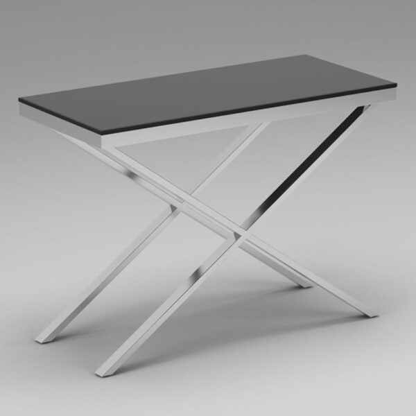 Zanita Black Glass Top Console Table With Chrome Frame