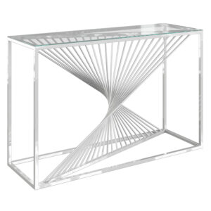 Absecon Clear Glass Console Table With Stainless Steel Frame