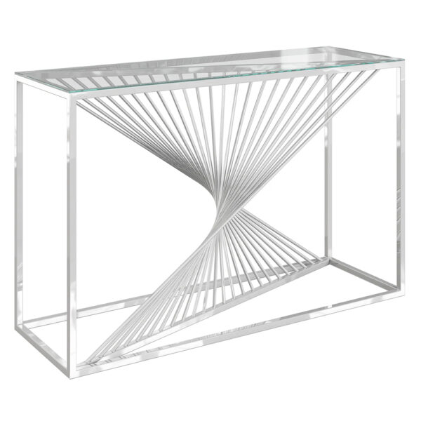 Absecon Clear Glass Console Table With Stainless Steel Frame